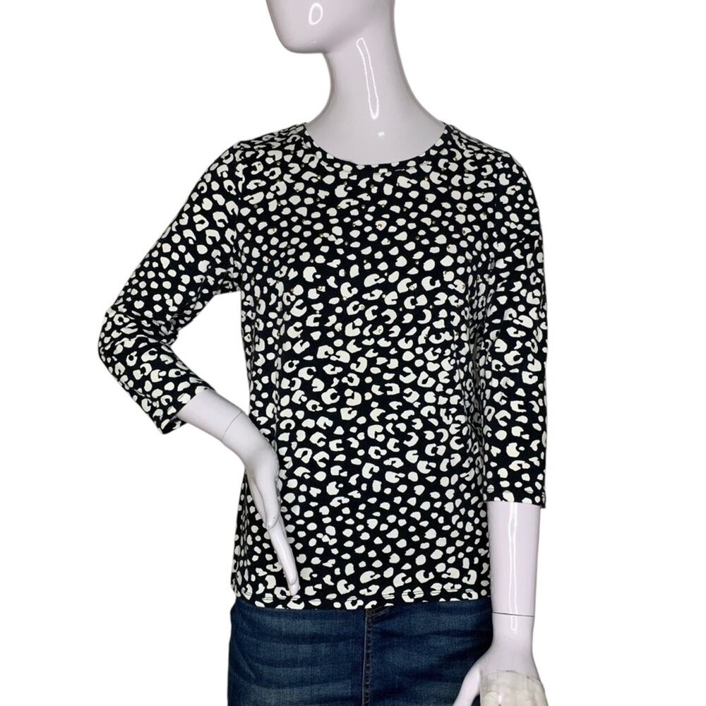 Rafaella Weekend Top 3/4 Sleeve Black & White Print Size M